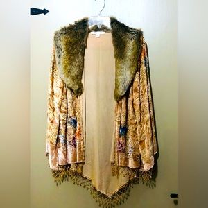 Fur trimmed bed jacket